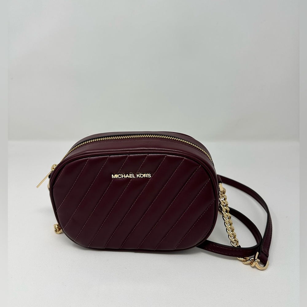 Michael Kors Rose small quilted crossbody Bag with‎ Gold Chain in Merlot